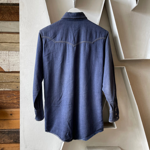 60’s Faded Blue Western Shirt - Medium