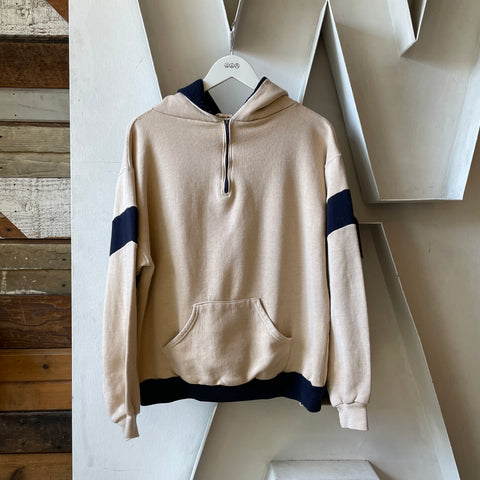70’s Russell Two Tone Quarter Zip Hoodie - Large