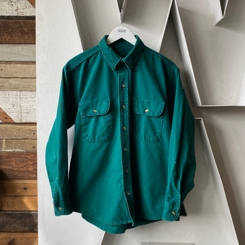 80's Green Button up - Large