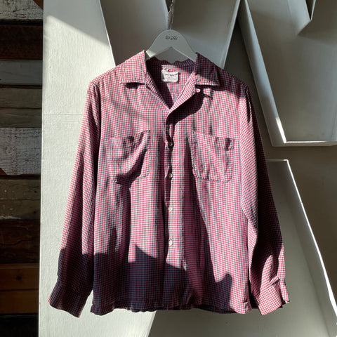 60’s Gingham Loop Collar Shirt - Medium