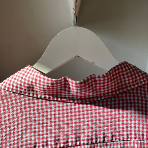 60’s Gingham Loop Collar Shirt - Medium