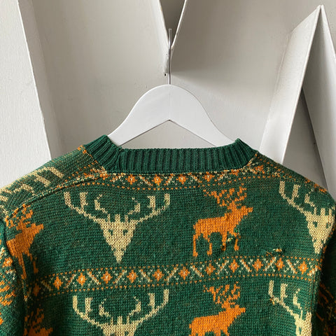 30's Wool Novelty Sweater - Medium