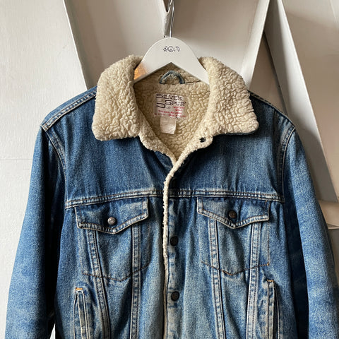 70’s Silver Spur Sherpa Denim Jacket - Large