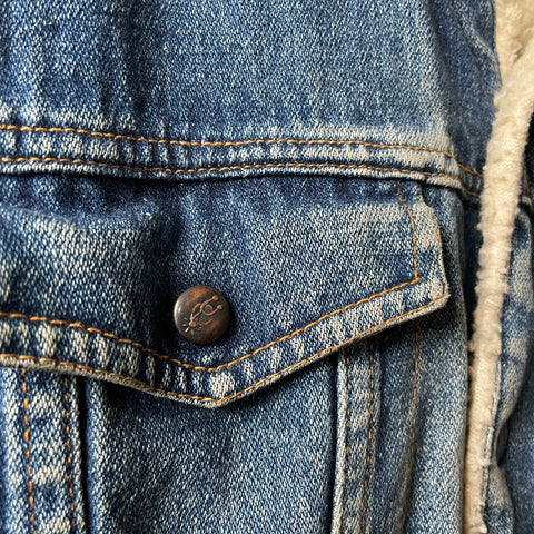 70’s Silver Spur Sherpa Denim Jacket - Large