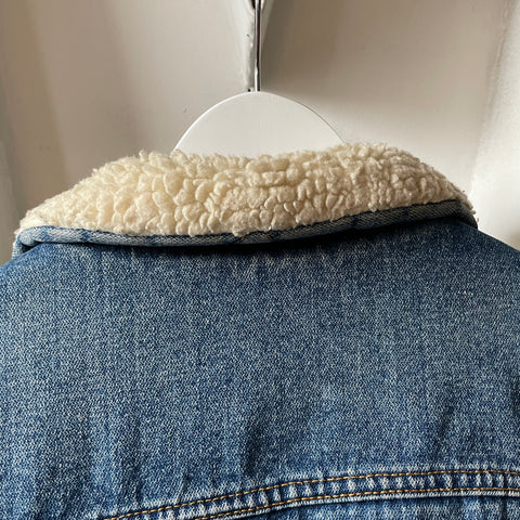70’s Silver Spur Sherpa Denim Jacket - Large