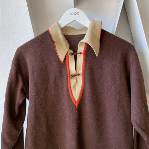 60’s Pointed Collar Knit Pullover - Medium