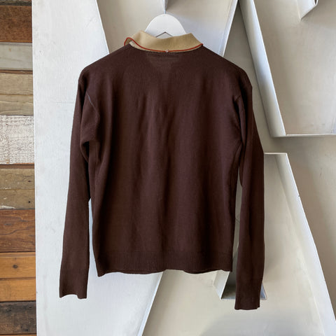 60’s Pointed Collar Knit Pullover - Medium