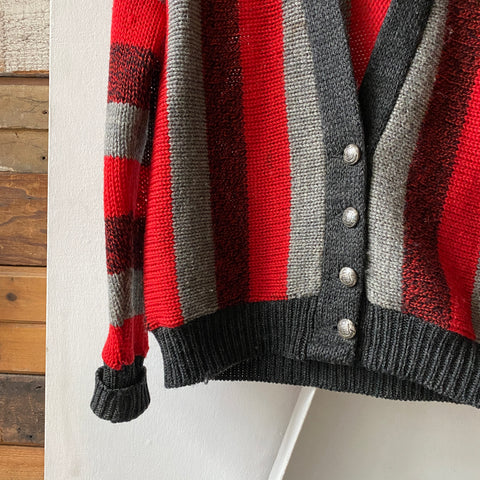 60's Jantzen Striped Cardigan - Medium