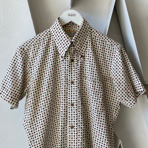60’s Polka Dot Patterned Party Shirt - Medium