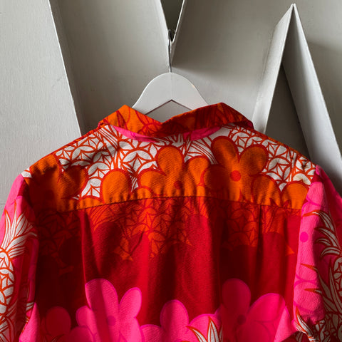 60’s Barkcloth Aloha Loop Collar - Large