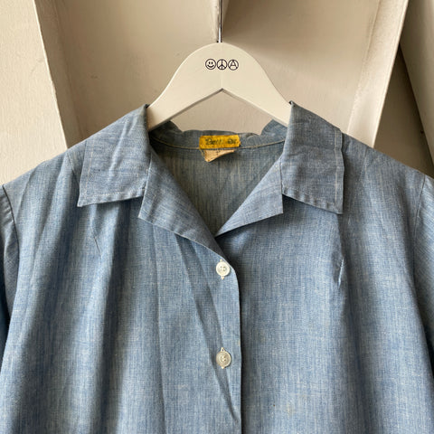 60’s Military Short Sleeve Chambray Blouse - XS