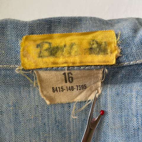 60’s Military Short Sleeve Chambray Blouse - XS