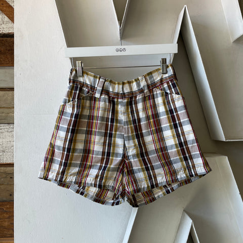 60’s Madras Plaid Shorts - 26” x 3”