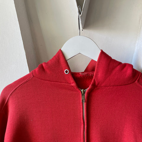 70's Red Zip Up Sweat - XL