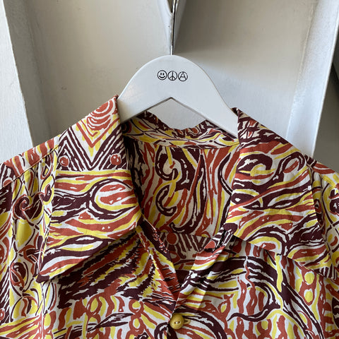 60’s Rayon Printed Button Up - XL