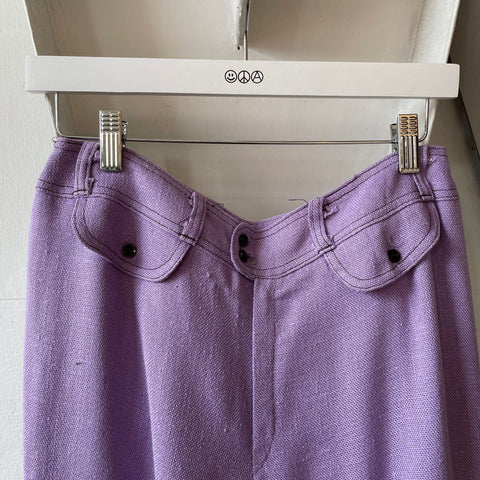 60’s Lavender Linen Flares - 27.5” x 29”