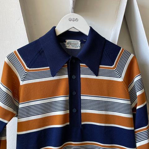 70’s Poly Striped Polo - Small