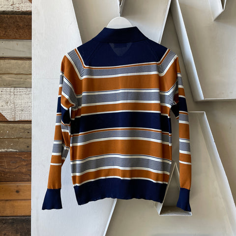 70’s Poly Striped Polo - Small