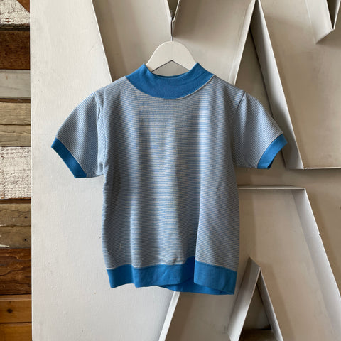 70’s Striped Mock Neck Ringer Sweat - XS