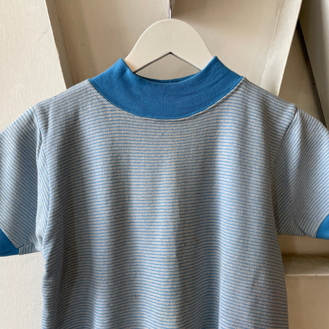 70’s Striped Mock Neck Ringer Sweat - XS