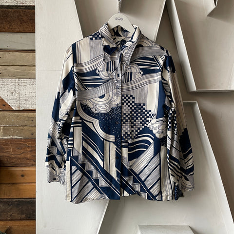 70’s Patterned Button-Up Tee - Medium