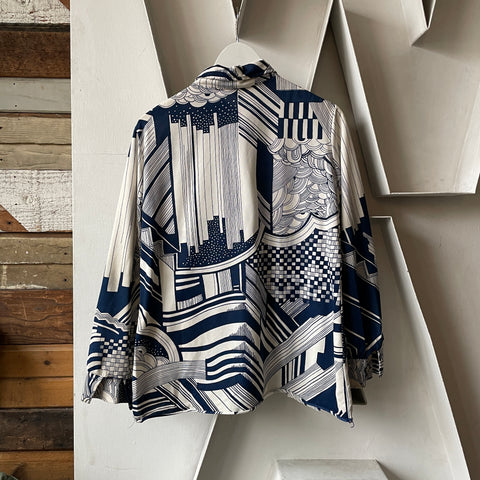 70’s Patterned Button-Up Tee - Medium