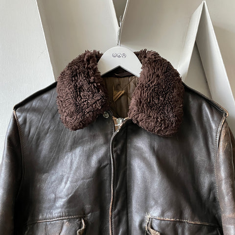 70's Leather Bomber - Medium
