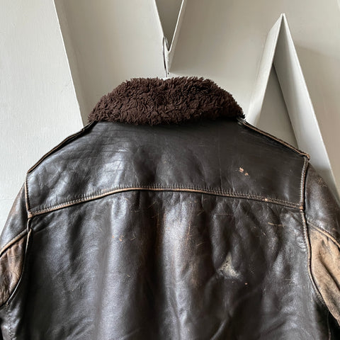 70's Leather Bomber - Medium