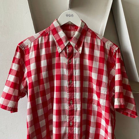60’s Red Plaid Button Down - Medium