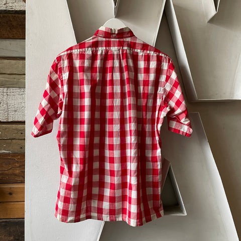60’s Red Plaid Button Down - Medium