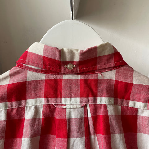 60’s Red Plaid Button Down - Medium