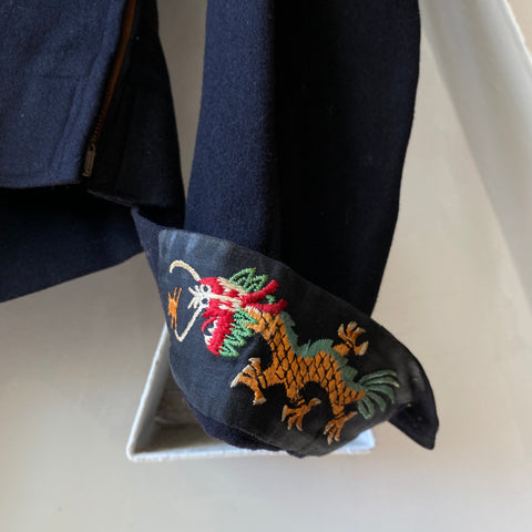 40's WW2 Dragon Embroidered Sailor Shirt - Small