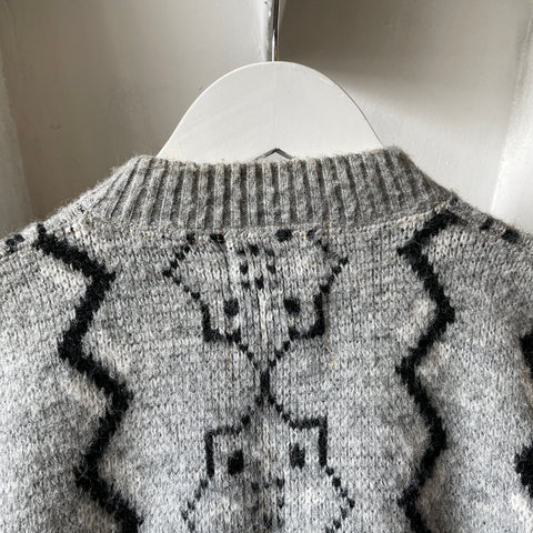 50’s Patterned Zip Sweater - Medium