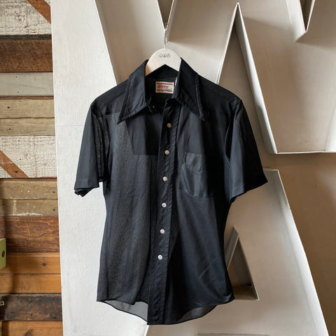 60’s Sheer Black Shirt - Medium