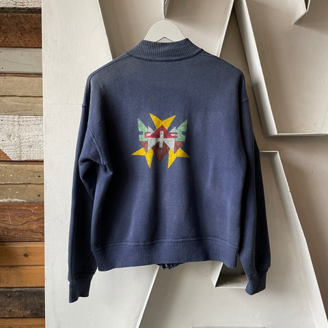 60’s Zip-Up Sweatshirt Cardigan - Medium