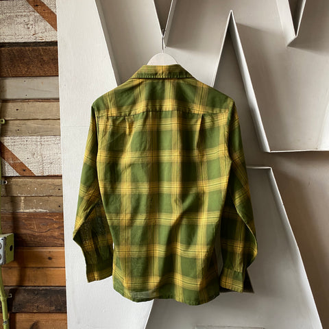70's Plaid Loop Collar Shirt - Medium