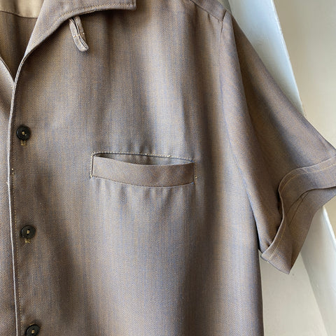 60’s Herringbone Gabardine Loop Collar - Medium