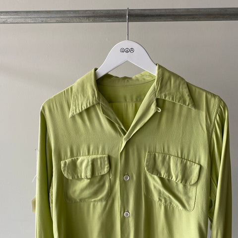 60's Frozen Yellow Rayon Shirt - Medium