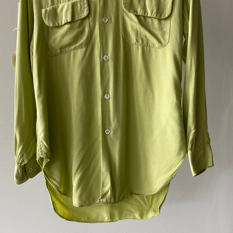 60's Frozen Yellow Rayon Shirt - Medium