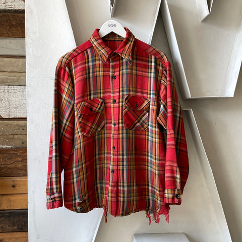 60’s Thrashed Heavy Cotton Flannel - Large