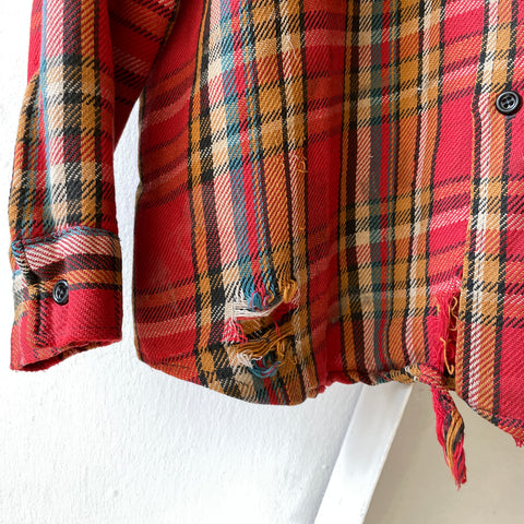 60’s Thrashed Heavy Cotton Flannel - Large