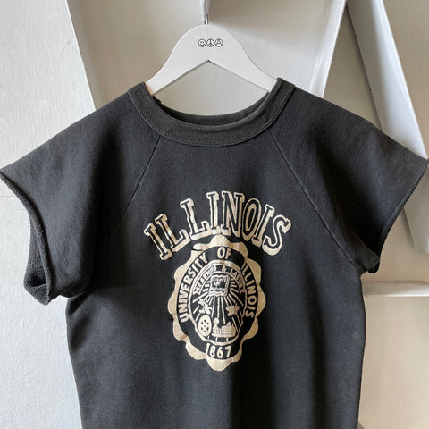 60’s Flocked Illinois Chopped Crewneck Sweatshirt - Small