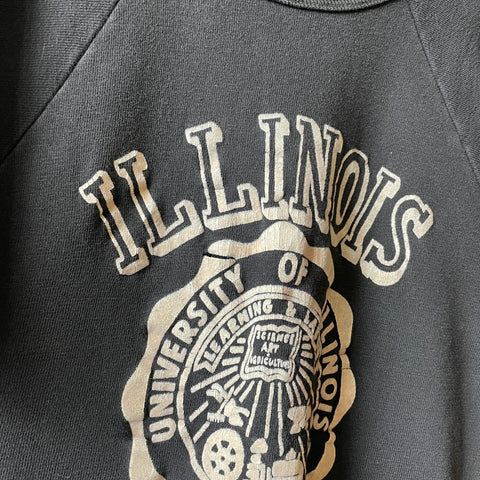 60’s Flocked Illinois Chopped Crewneck Sweatshirt - Small