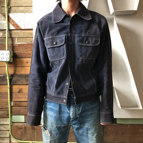 70’s Midnight Suede Trucker Jacket - Medium
