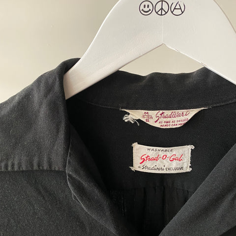 50's/60's Black Gabardine Shirt - Medium