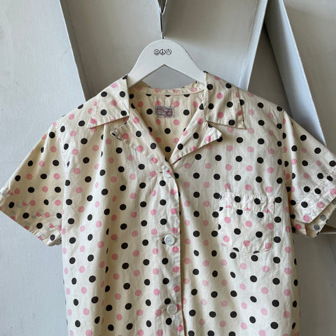 50’s Polka Dot Pajama Shirt - Small