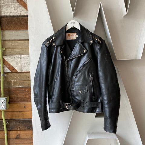 80’s Leather Biker Jacket - 38 (medium)