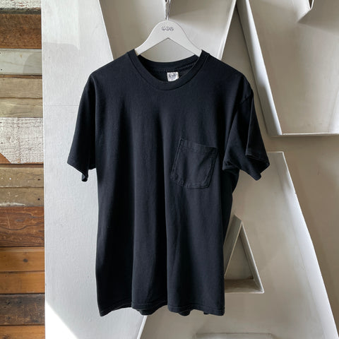 80’s Black Blank Pocket Tee - Large