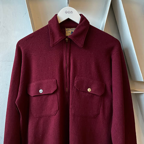 40’s Wool Quarter Zip Shirt - Large