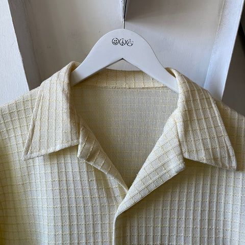 70’s Knit Short Sleeve Button Up - XL